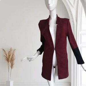 NIC+ZOE Burgundy and Black Blazer